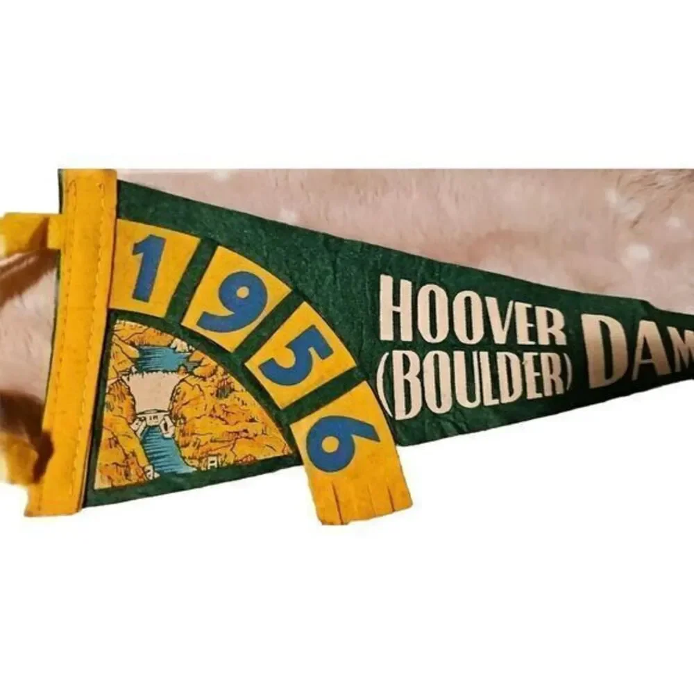 Vintage 1956 Felt Pennant Boulder Hoover‎ Dam Nevada Rare Antique Find 🔥